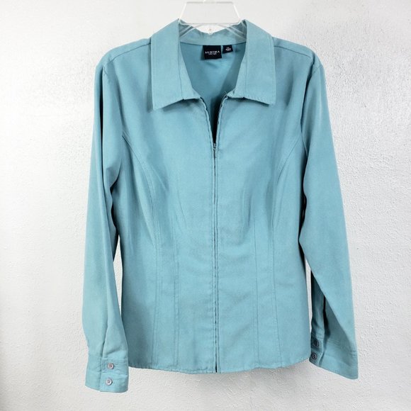 Sonoma Life Styles Women's Turquoise Full Zip Light Weight Jacket Coat - Picture 10 of 12